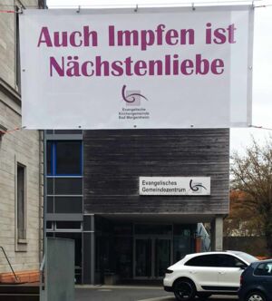 Transparent der Ev. Kirchengemeinde Bad Mergentheim am 14. Februar 2022