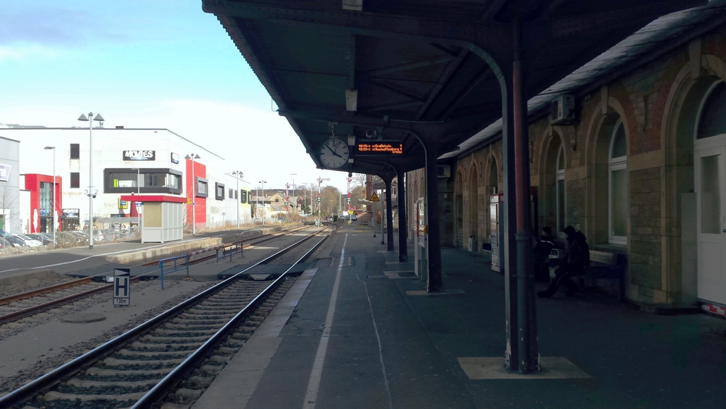 Bahnsteig in Bad Mergentheim